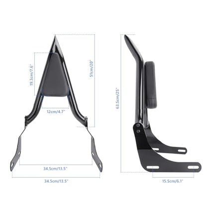 25" Rear Passenger Sissy Bar for Honda Rebel 1100 CMX 1100 Models 2020-2025 Detachable Pointed Motorcycle Backrest Pad, Gloss Black