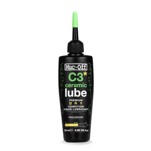 Muc-Off C3 Ceramic Dry Chain Lube, 120 Milliliters - Premium Bike Chain Lubricant with UV Tracer Dye - Formulated for Dry and Dusty Weather Conditions - size: 120ml