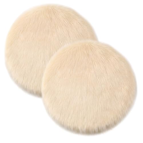 Drydiet 2 Pcs Natural Sheepskin for Bed Sores and Skin Imitation Wool Medical Sheepskins with Non-Slip Back for Pain Relief and Discomfort, Wool Seat Pad, 17 in x 17 in(Circle,Beige) - color: Beige, style: Circle