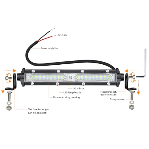 STDYSUN Ultra Slim Single Row LED Offroad Driving Fog Lights Bar 2Pcs 7Inch Waterproof Auxiliary Work Lights Grille Lights Bar fit for Motorcycle Truck Trator ATV UTV Golf Cart Boat Cars - size: White