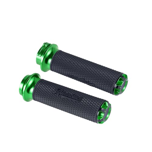 Advanblack AXION Performance Grips, Cable Throttle Hand Grips Compatible with Harley Touring Road Glide Street Glide, Softail - color: Green