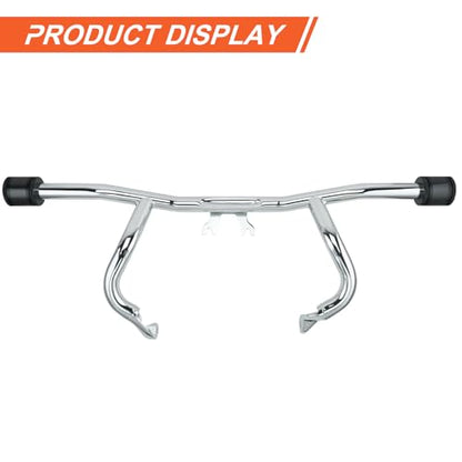 Engine Guard Flat Out Crash Bar for 2014-2025 Harley Touring Street Glide Road Glide Road King Electra Glide Ultra Models (Chrome w/Black CNC) - color: Chrome w/Black CNC