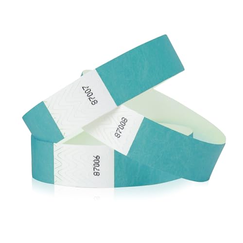 1,000 WristCo Caribbean Blue Tyvek Wristbands for Events - Comfortable Tear Resistant Paper Bracelets ID Wrist Bands for Concerts Festivals Admission Party Identification - color: Caribbean Blue