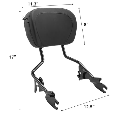 XFMT Detachables Sissy Bar Upright Backrest Sissy Bar Compatible with Harley Touring Street Glide Road King 2009-Later - color: Gloss Black, size: Sissy Bar