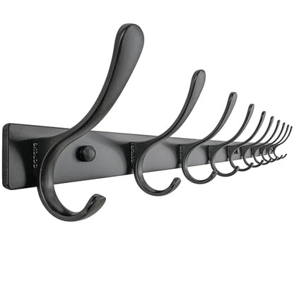 SKOLOO Coat Rack Wall Mounted - 10 Hooks, Heavy Duty, Stainless Steel, Metal Wall Hangers, Sturdy Coat Hooks for Hanging Coats, Jacket, Clothes, Hat, Black - color: Black, size: 10 Hook(1 Pack)