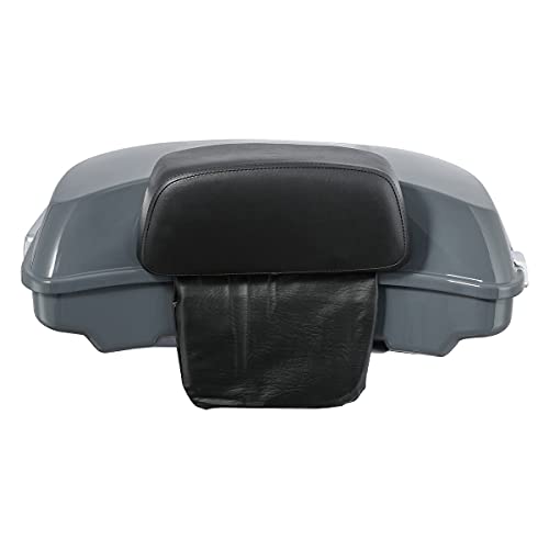 XFMT 5.5" Gunship Gray Razor Trunk W/Backrest Pad + Black Mount Bracket + Docking Kits For Harley Touring Road King Street Glide Road Glide Electra Glide Ultra Classic 2014-Later - color: Gunship Gray Set 8