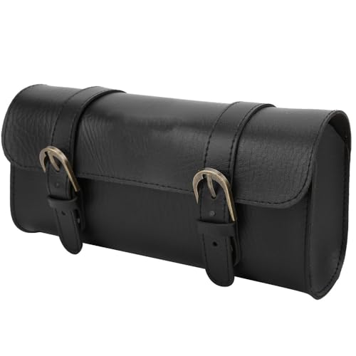 ‌PU Leather Bike Handlebar Bag - Retro Vintage Seat Bag with Adjustable Straps for Mountain/Road Scooters & Folding Bikes