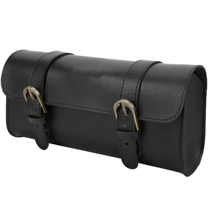 ‌PU Leather Bike Handlebar Bag - Retro Vintage Seat Bag with Adjustable Straps for Mountain/Road Scooters & Folding Bikes