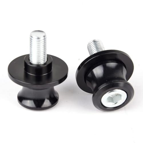 Goldfire 2pcs 10MM M10 X1.25 Motorcycle Swing arm Sliders Spools CNC Swing Arm Stand Screw for FZR 1000/600R/400 for Kawasaki Z750 /Z750S/ Z750R /ER-6F /ER-6N /Duke 125/200/390 (Black) - color: Black