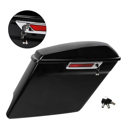 TCT-MOTORPARTS 5" Stretched Saddlebags w/LED Run Brake Turn Signal Lights Fit For Harley Touring 2014-2025 Road King Street Glide Electra Glide - color: Stretched Vivid Black w/Light #1