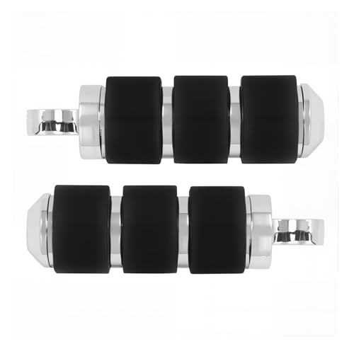 Chrome Anti-Vibration Foot Pegs Compatible with Harley Softail Sportster Dyna Touring Models - Heavy Duty Rubber O-Ring Footpegs with Male Mount Support for Highway Cruising & Custom Choppers - color: Chrome#14