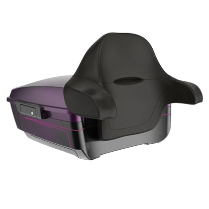 Advanblack 2025 Road Glide King Tour Trunk Pack Black Latch Wrap-Around Backrest Compatible with 1997-2025 Harley Touring Road Glide, Street Glide, Electra Glide (Poison Berry) - color: Poison Berry