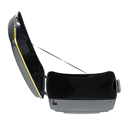 Gold/Black Geometric Shape Fade 13.7" King Trunk W/Latch Key Fit For Harley Trunk Touring CVO Road King Road Glide Street Glide Electra Glide Ultra Limited 2014-2025 - color: Gold/Black Geometric Shape Fade(W Speaker Holes)