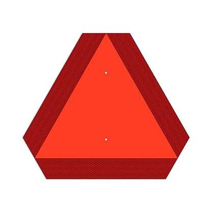 T&R Metal Slow Moving Vehicle Sign, Safety Triangle Sign - 14 x16 Inches - Reflective, UV Protected, Waterproof, Weatherproof and Fade Resistant Up to 7 Years Outdoor for Golf Cart Tractor UTV - color: RED - 1 Pack