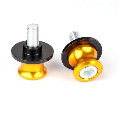 Goldfire 2pcs 10MM M10 X1.25 Motorcycle Swing arm Sliders Spools CNC Swing Arm Stand Screw for FZR 1000/600R/400 for Kawasaki Z750 /Z750S/ Z750R /ER-6F /ER-6N /Duke 125/200/390 (Yellow) - color: Yellow