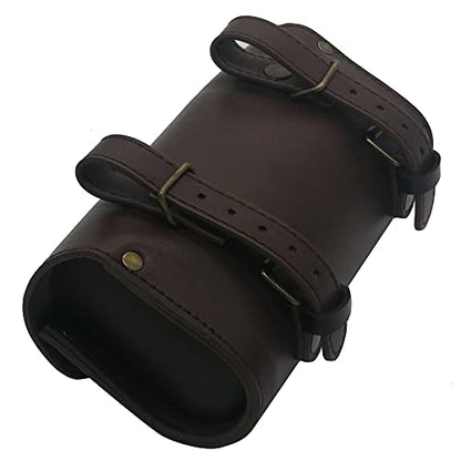 WUYAN Bike Handlebar Leather Bags Under Seat Retro Classical Mountain MTB Road Bike Leather Bag for Cell Phone， Saddle Tail Rear Pouch Seat Storage Cycling Case Carry Accessories - color: Dark coffee