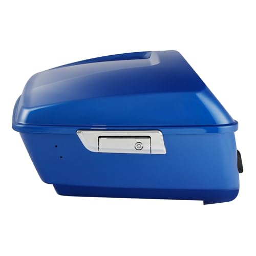 TCMT 13.7" King Motorcycle Trunk Box W/Latch Key Fit For Harley 2014-2025 Touring CVO Road King Road Glide Street Glide Electra Glide Ultra Limited Electric Blue - color: Electric Blue(W Speaker Holes)
