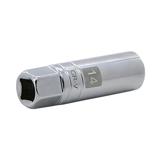 14mm Thin Wall Magnetic Spark Plug Socket 3/8 Inch Drive 12-Point Spark Plug Socket Compatible with Motorcycle, Car, SUV, BMW, Nissan, Mini, Mercedes - size: 14mm