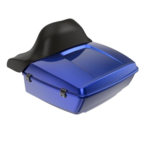 Advanblack King Tour Trunk Pack Compatible with Harley Touring CVO Road Glide, Street Glide, 2023.5 2024 2025 2026 Mounting Rack, Full Backrest & Trunk Liners (Aurora Blue Denim) - color: Aurora Blue Denim