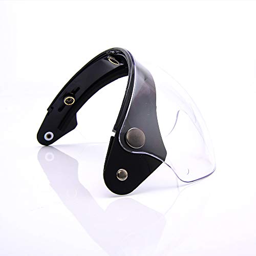 WANCAR Universal Motorcycle Retro Pilot-Style Standard 3 Snap-Button Visor Flip Up Down Open Face Helmet Wind Shield(Clear) - color: Clear