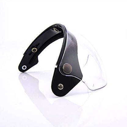 WANCAR Universal Motorcycle Retro Pilot-Style Standard 3 Snap-Button Visor Flip Up Down Open Face Helmet Wind Shield(Clear) - color: Clear
