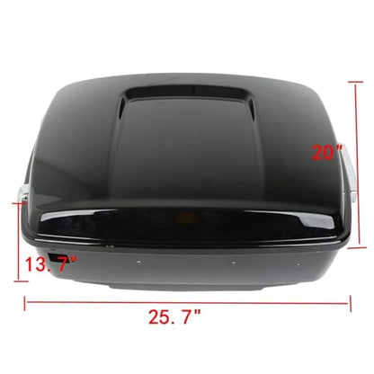 TCMT King Motorcycle Tour Trunk with Backrest 6.5" Speakers 2 Up Mount Rack Fit for Harley 2014-2025 Touring CVO Road King Road Glide Street Glide Electra Glide Ultra Limited Pack - color: Style A+Speakers#1+Black 2 Up Rack#2