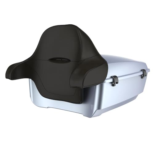 Moto Onfire King Tour Trunk Pack For 2009+ Harley Touring - Atlas Silver Metallic, Black Detachable Mounting Rack, Backrest & Black Trunk Liners - color: Atlas Silver Metallic, size: King Tour Trunk Pack, Mount Rack & Black Liners
