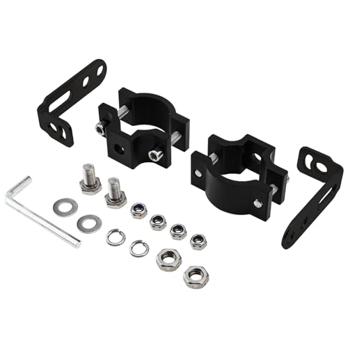 Windance 2pcs Light Bar Mounting Bracket 18.5-27mm/0.72-1.06 inch Aluminum Auxiliary Spotlight Tube Clamp Holder for Motorcycle Scooter Pit Bike ATV UTV Front Fork Bumper Roll Bar Roof Rack (Black) - color: Black