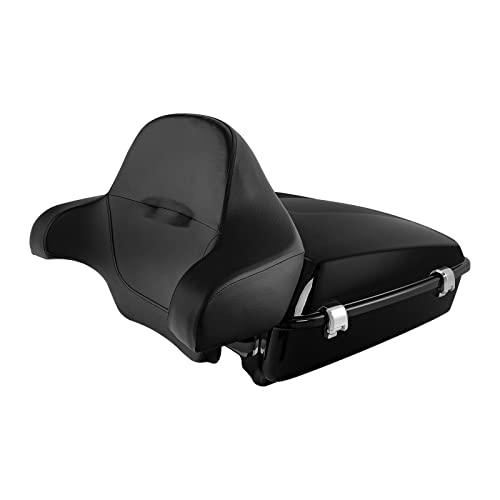 TCMT Chopped Motorcycle Trunk Box Backrest Detachable Mounting Rack Base Plate Fit For Harley Touring 1997-2008 Road King Road Street Electra Glide Pack - color: Set C1 Chrome Latches#Black Rack+Plate