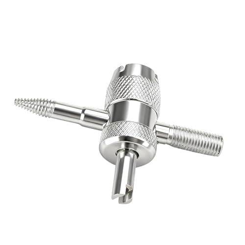 4-Way Tire Valve Tool, 4-in-1 Automobile Valve Core Remover Installer Tire Stem Puller, 4 Way Multifunctional Tyre Stem Core Wrench Repair Tool for Car Motorcycle Bicycle