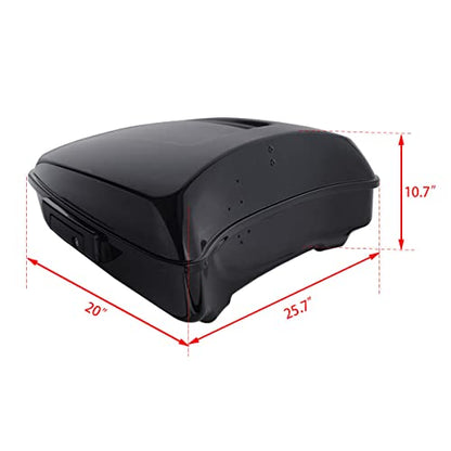 TCMT Chopped Motorcycle Trunk Box Backrest Detachable Mounting Luggage Rack Base Plate Fit For Harley Touring 1997-2008 Road King Road Street Electra Glide Pack - color: Set C2 Black Latches#Black Rack+Plate