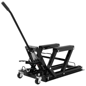 GarveeLife Hydraulic Motorcycle Lift Jack, Scissor Jack with with Foot Pedal & Wheels, 1500LB Capacity, 4.7''-14.57'' Height Range, Non-Slip Platform & 360° Swivel Casters, ATV/UTV/Dirt Bike Lift - color: Black