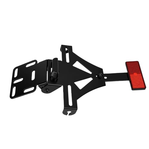 GOTOTOP Motorcycle License Plate Bracket with Integrated Tail Light and Turn Signal Holder Adjustable Angle Metal Reflector for Universal Motorcycle Rear Fitment