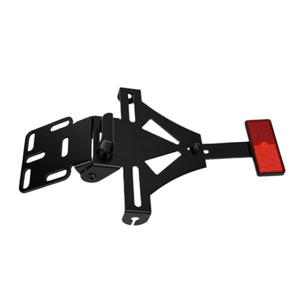 GOTOTOP Motorcycle License Plate Bracket with Integrated Tail Light and Turn Signal Holder Adjustable Angle Metal Reflector for Universal Motorcycle Rear Fitment