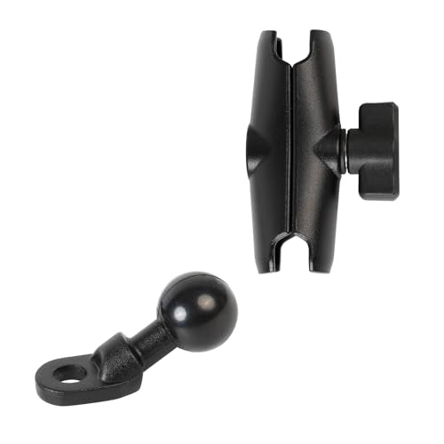 1" Ball Medium Double Socket Arm with 10mm Hole Mounting Base for Motorcycle Mirror, Compatible with RAM Mounts and 1 Inch Ball Phone Holder - style: Angled Base with 3.54" Arm