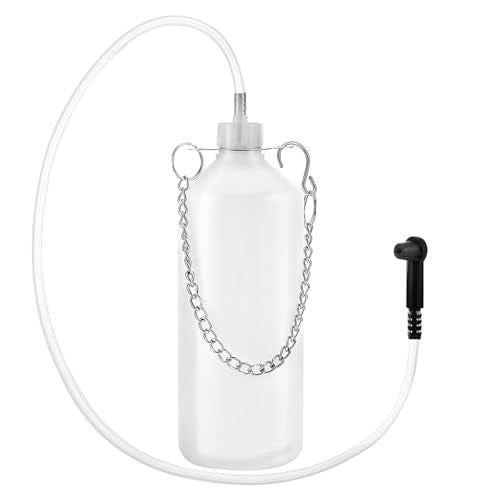 Car Brake Bleeder Bottle Kit, 1L Brake Fluid Bleeder Bottle with 23" Hose & Steel Chain Connector, Hanging One Man Automotive Fluid Bleeding Kit, Universal for Motorcycle Trailer Sedan