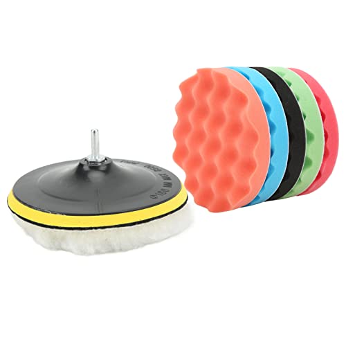 Professional 7 Inch Car Polishing Sponge Pads Kit with Electric Drill Adapter for Detailing Waxing Buffing Cars RVs Motorcycles Multi Functional Sponge Wool Buffing Pads Se