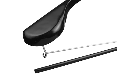 DEILSY™ Black Suit Hangers for Men with Non-Slip Pants Bar & 360° Swivel Hook - Smooth Finish Wooden Coat Hangers, Heavy Duty Wooden Hanger – Pack of 6 - color: Black