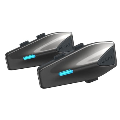 ASMAX S1 Motorcycle Bluetooth Headset with Smart Voice Control, Mesh Helmet Communication Systems, Noise Cancellation/Waterproof/FM Radio/FOTA Update/EQ Modes, 8 Riders Intercom Fit for ATV, 2 Pack - color: Gray-2 Pack