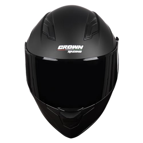 F-700 Full Face Motorcycle Helmet for Adults, DOT FMVSS 218 Certified Street Bike Helmet with Tinted Shield, Clear Replacement Visor and Removable Liner - color: Matt Black