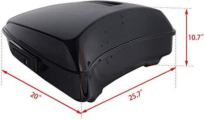 Gloss Black Chopped Tour Luggage Trunk Backrest & Mounting Bracket Rack Fit for Harley 2014-2025 Touring Road King Street Electra Glide Ultra-Classic - color: Chopped Trunk Set #6