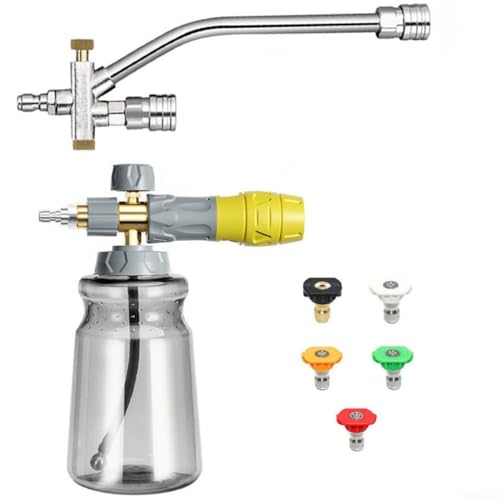 Dual Purpose Foam Spray Bottle 1000ml with Nozzle Connecting Rod for Car Wash Motorcycle Roof Driveway Cleaning(1set)