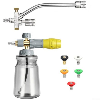 Dual Purpose Foam Spray Bottle 1000ml with Nozzle Connecting Rod for Car Wash Motorcycle Roof Driveway Cleaning(1set)