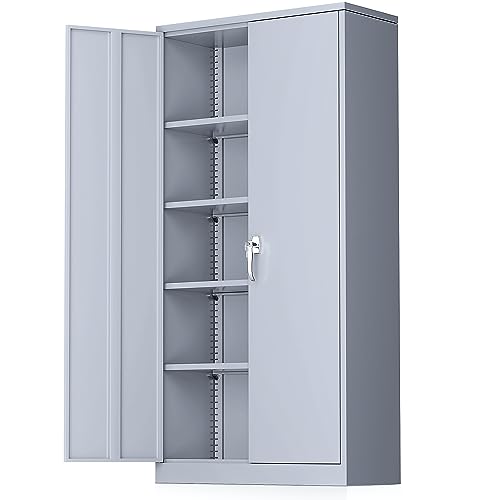 Greenvelly Metal Storage Cabinet with Locking Doors, 72" Dark Grey Lockable Storage with Adjustable Shelves, Steel Tool Cabinet for Home Office, Garage (36" x 18") - color: Dark Grey, size: 72 inch - Large