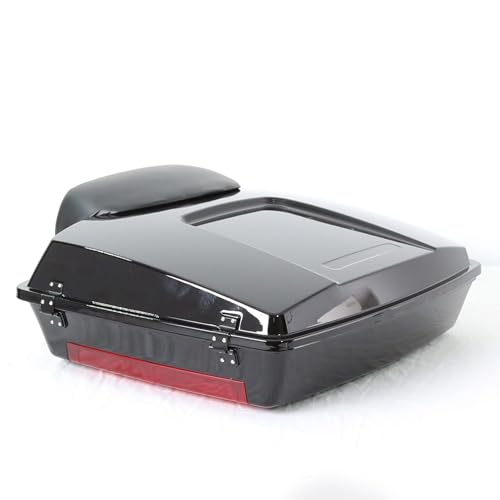 ECOTRIC Razor Motorcycle Trunk w/backrest Compatible with 1997-2013 Harley Davidson Touring Street Electra Glide Road King Trunk with Backrest Pad