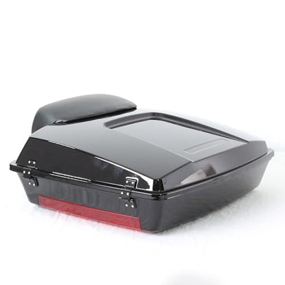 ECOTRIC Razor Motorcycle Trunk w/backrest Compatible with 1997-2013 Harley Davidson Touring Street Electra Glide Road King Trunk with Backrest Pad