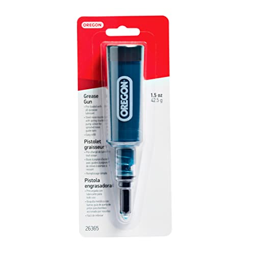 Oregon Grease Gun for Chainsaws, Pre Loaded All Purpose Lubricant, Easy Refill, Universal for Most Makes/Models of Saw Chains and Cutters (26365)