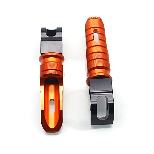 MZS Motorcycle Foot Pegs, Aluminum Rear Passenger Footpegs Footrest Rest Pedal Orange Compatible with 200 250 390 401 Models - size: 390, 401, 200, 250 Models