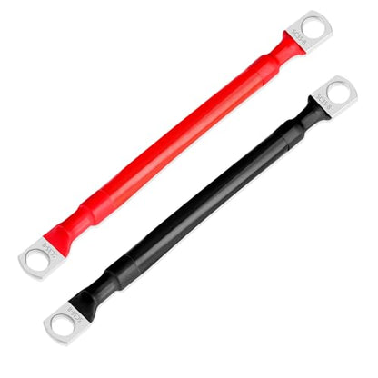 2 AWG Battery Cable 2 Pcs, 5.9 Inch Battery Cables with M8 Ring Terminals, Marine Battery Cables Pure Copper, Battery Ground Cable for Motorcycle, Car, Truck, Rv, Boat - size: M8/5.9INCH/2AWG