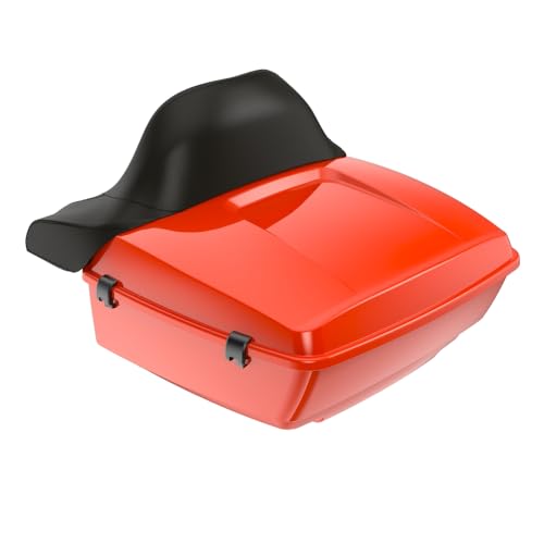 Advanblack King Tour Trunk Pack Compatible with Harley Touring CVO Road Glide, Street Glide, 2023.5 2024 2025 2026 Mounting Rack, Full Backrest & Trunk Liners (Blood Orange) - color: Blood Orange